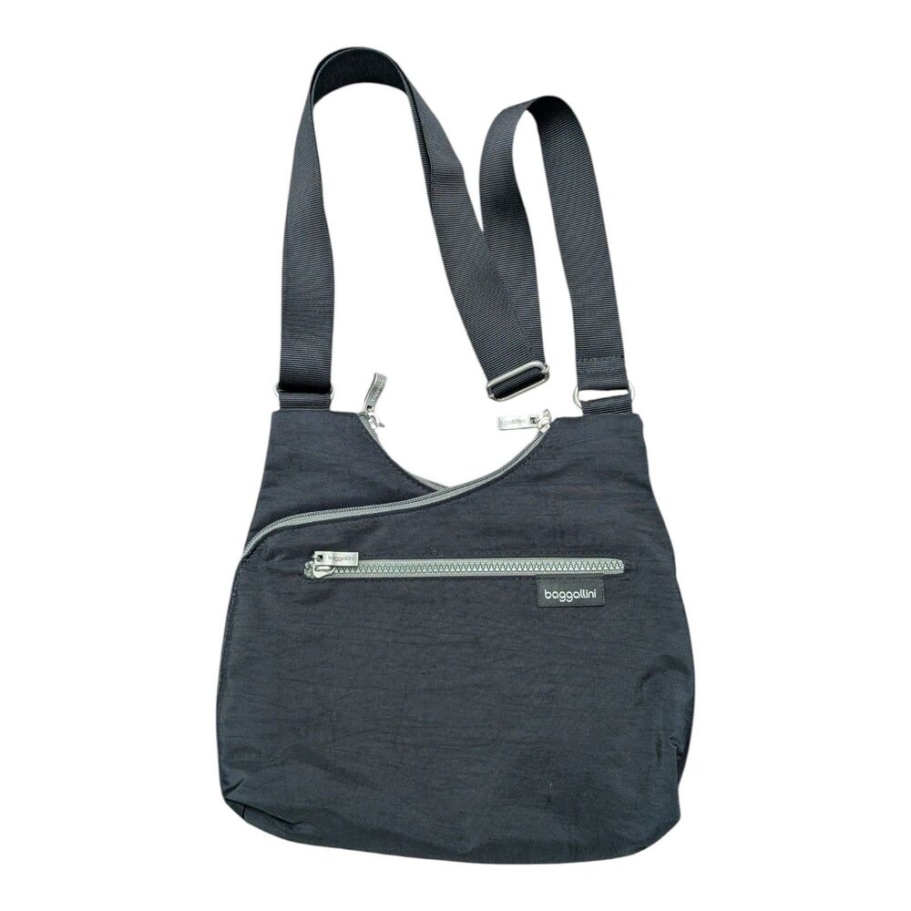 Baggallini Cohort Messenger Crossbody Bag Water Resistant Black Travel Purse